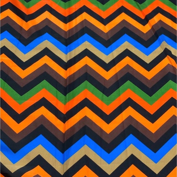 Orange Multicolor Poly Print Satin Fabric - Picture 3 of 5